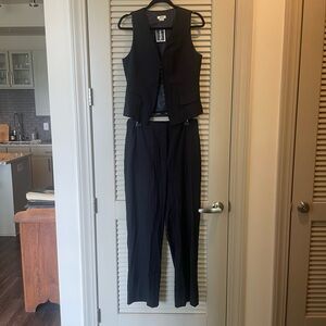 Jason Wu Dark Navy Pinstripe Pantsuit Set Trouser and Vest